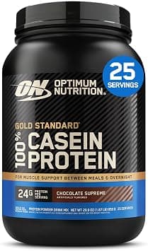 Optimum Nutrition (ON) Gold Standard 100% Micellar Casein Protein Powder,24 Grams of Protein,Slow Digesting,Helps Keep You Full,Overnight Muscle Recovery-Chocolate Supreme,1.87 Lbs,25 Servings (850 G) on Amazon - Best Deal Finder
