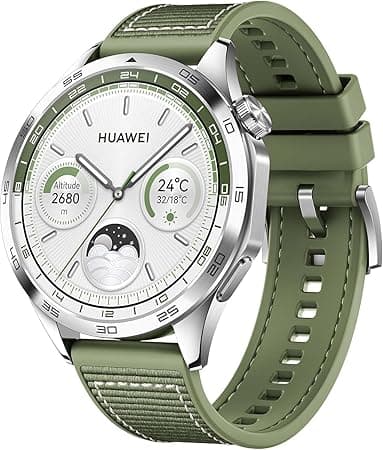 HUAWEI Watch GT 4 46 mm, GPS, iOS & Android, Stainless Steel Case, Smartwatch, Up to 2 Weeks Battery Life, Calorie Management, Professional Health Management, SpO2, Green Fluoroelastomer Strap on Amazon.ae - Price Tracker
