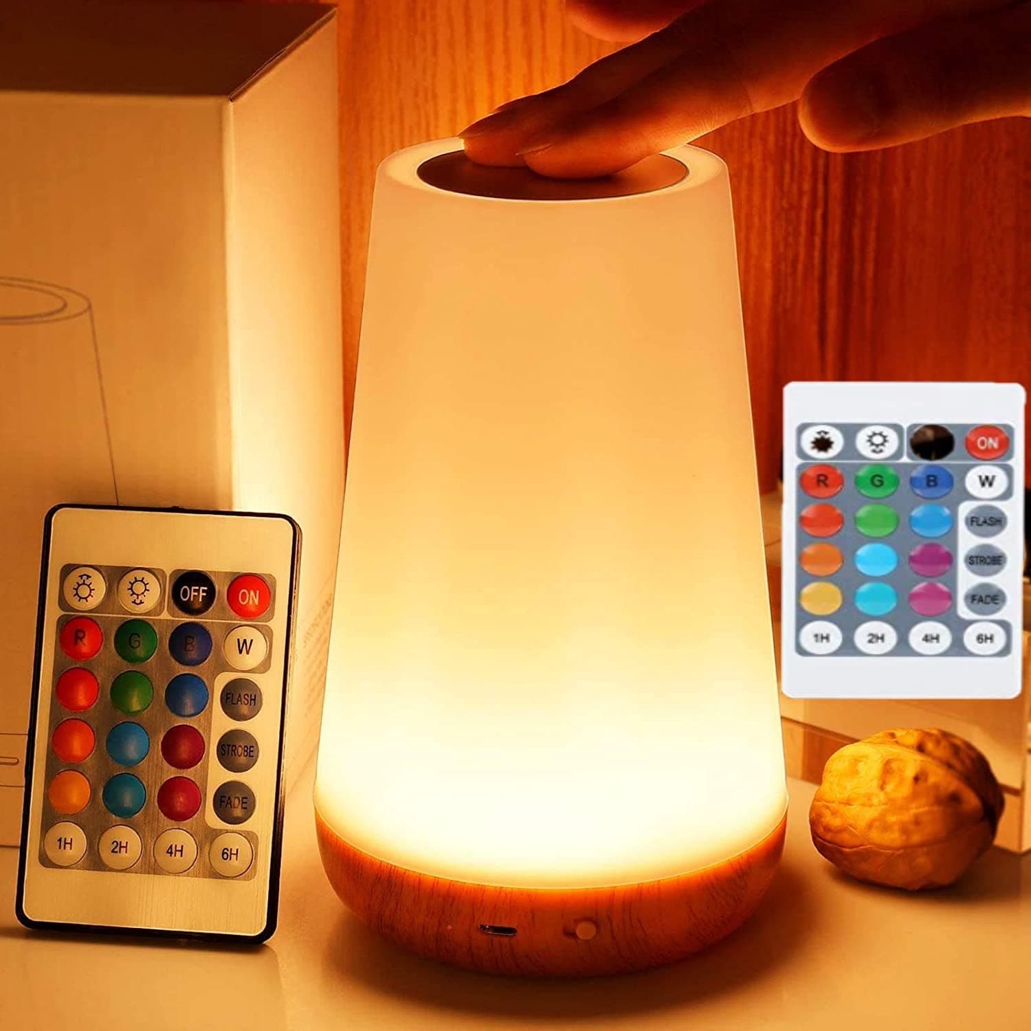 LED night light, bedside table lamp for baby kids room bedroom outdoor, dimmable eye caring desk lamp with color changing touch senor remote control USB rechargeable on Amazon.ae - Price Tracker