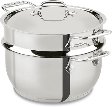 All-Clad Specialty Stainless Steel Stockpot, Multi-Pot With Strainer 3 Piece, 5 Quart Induction Oven Broiler Safe 600F, Pasta Strainer With Handle, Pots and Pans Silver on Amazon.ae - Price Tracker