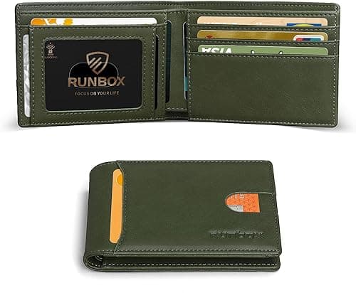 RUNBOX Top Layer Genuine Cowhide Leather Wallet for Men Slim Mens Wallet-Money Clip RFID Wallet-Gift Box, 1. on Amazon.ae - Price Tracker