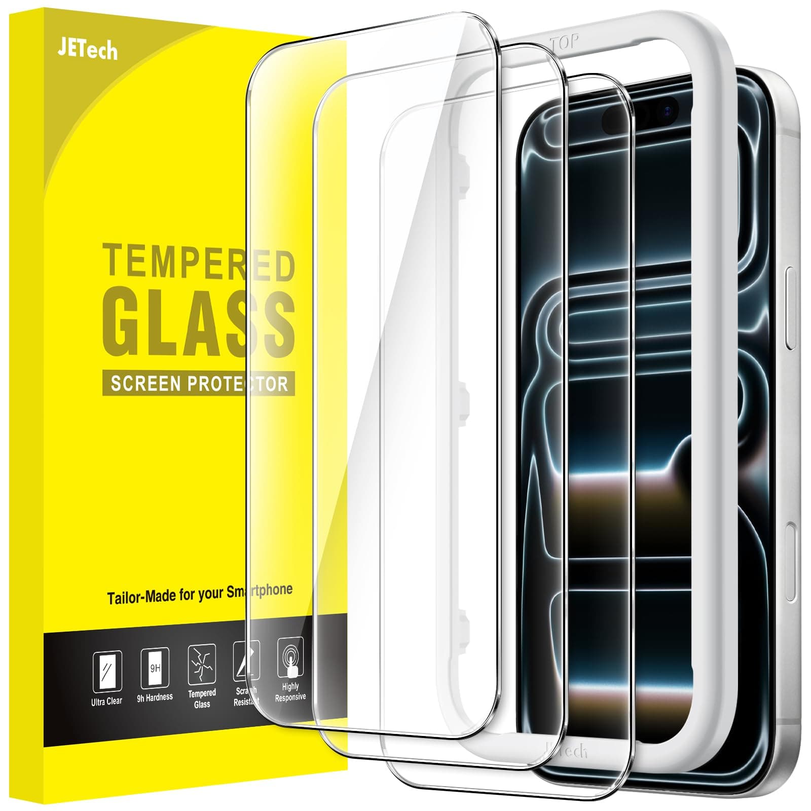 JETech Screen Protector for iPhone 17 Pro Max 6.9-Inch, Tempered Glass Film with Easy Installation Tool, 9H Hardness, Case-Friendly, 3-Pack on Amazon.ae - Price Tracker