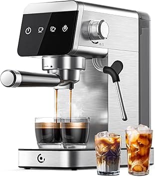 AMZCHEF Espresso Machines with LED Touch screen, Espresso Coffee machine Equip 20Bar Pressure System, Cappuccino Machine, Compact Latte Machine for Home Gifts,Silver on Amazon.ae - Price Tracker