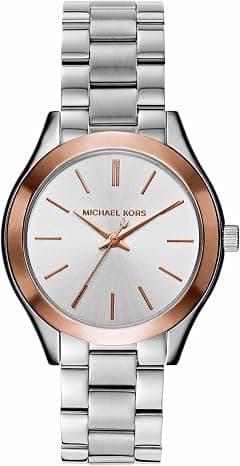Michael Kors Women's Watch MINI SLIM RUNWAY, 33 mm case size, Three Hand movement, Stainless Steel strap - متتبع أسعار Amazon.sa