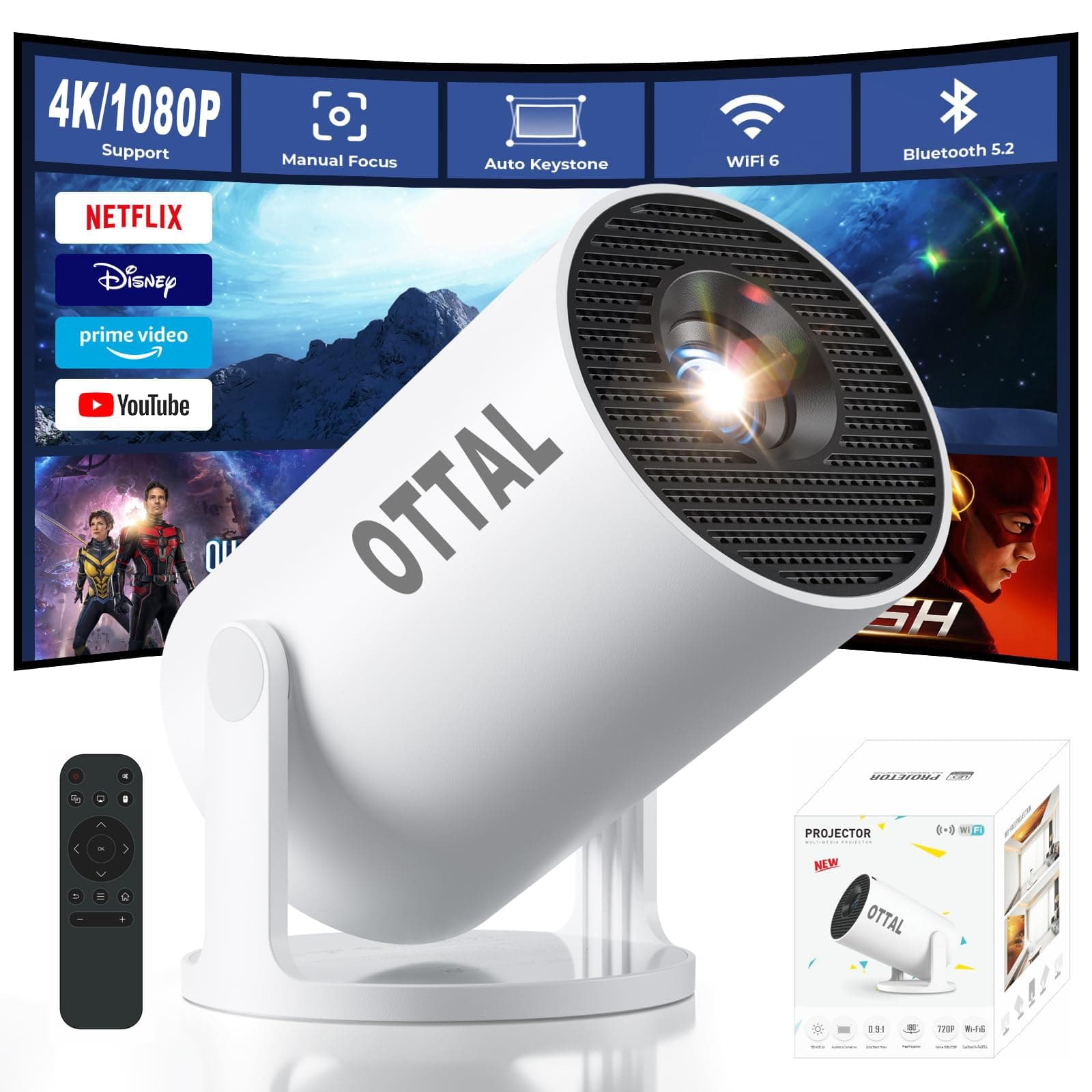 New Upgraded HY300 Pro+ Mini Projector with WiFi and Bluetooth Built in Apps, Smart Portable Projector with 180° Rotation, Auto Keystone, Support 4K, Compatible with HDMI/USB/TV Stick/phone/Laptop on Amazon.ae - Price Tracker