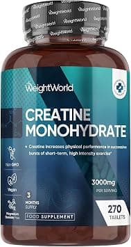 WeightWorld Creatine Monohydrate - Micronised Creatine Supplement - Supports Muscle Strength - for Men & Women - Vegan & Gluten-Free - 3 Months Supply - 3,000mg per Serving - 270 Tablets on Amazon.ae - Price Tracker