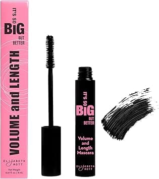 Elizabeth Mott Black Volumizing Mascara – Smudge-Proof, Lengthening Fiber Formula, Hourglass Wand – Clump-Free, Water-Resistant & Cruelty-Free – Safe for Lash Extensions, Long-Lasting, Full-Size 8ml on Amazon.ae - Price Tracker