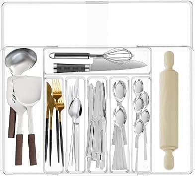 Cutlery Drawer Insert Scalable Cutlery Organiser Drawer Acrylic Material Drawer Organiser with Multiple Compartments Kitchen Bedroom for Cosmetics Tableware Jewellery على Amazon.ae - متتبع الأسعار