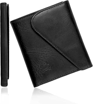 Slim Wallets for men | handmade Modern Minimalist front Pocket wallets | 6-12 Cards Geniune leather rfid wallet for men | Gift wallets with magnatic closure, Black, Premium on Amazon.ae - Price Tracker
