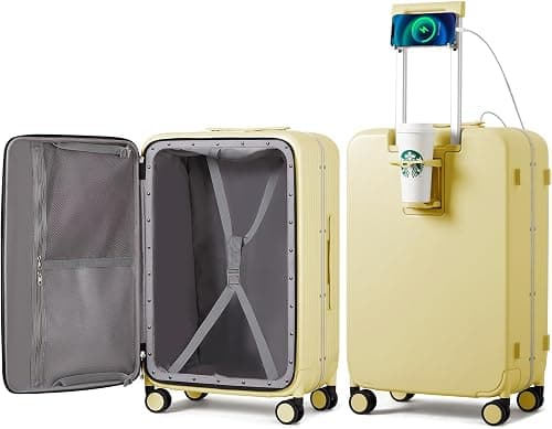 mixi Luggage PC Hardside Rolling Suitcase with Spinner Wheel TSA Lock with Cup Phone Holder on Amazon - Best Deal Finder