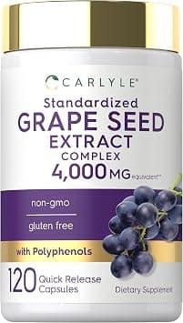 Carlyle Grape Seed Extract 4,000mg | 120 Quick Release Capsules | Standardized Extract Complex with Polyphenols | Non-GMO, Gluten Free Supplement on Amazon.ae - Price Tracker