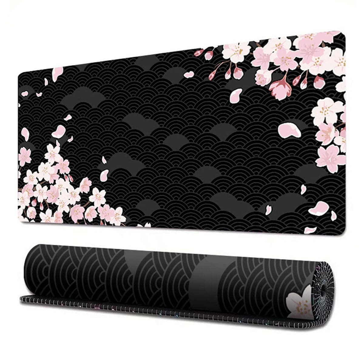 ECVV Gaming Mouse Pad XL - 80x30cm Large Mouse Mat with Anti-Slip Rubber Base for Keyboard and Mouse, for Home and Office(Black Wave Cherry Blossoms) on Amazon.ae - Price Tracker