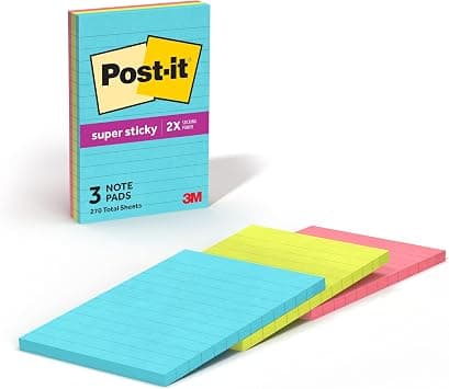 Post-it Super Sticky Notes Miami 4645-3SSMIA, 4 x 6 in (101 x152 mm), 3 pads/Pack, Lined on Amazon - Best Deal Finder