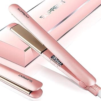 SUPRENT Hair Straightener 1 Inch Flat Iron- 2-in-1 Ceramic Straightens & Curls for Travel- Heats Up Fast- Hair Straightening Iron with 110-240V Dual Voltage and LCD Display- Pink on Amazon.ae - Price Tracker