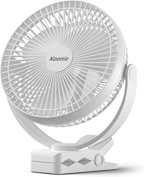 Koonie 10000mAh Rechargeable Portable Fan, 8-Inch Battery Operated Clip on Fan, USB Fan, 4 Speeds, Strong Airflow, Sturdy Clamp for Office Desk Golf Car Outdoor Travel Camping Tent Gym Treadmill on Amazon.ae - Price Tracker