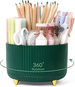 SKYDUE 360 Degree Rotating Desk Organizer, Dual-Purpose Pencil Pen Holder for Desk, Rotating Desk Pen Organizer with 5 Slots, Art Supplies, Pencil Cup for Office, School, Home on Amazon.ae - Price Tracker