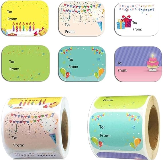 JENKEM Happy Birthday Gift Stickers Set - Birthday Gift Name Tags Labels 6 Unique Designs for Party Favors, Gifts, and Decorations on Amazon.ae - Price Tracker