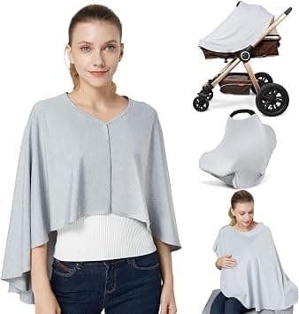 Aputue Cotton Nursing Cover, 360掳 Full Coverage Breastfeeding Cover with Adjustable Neck Strap, Soft and Breathable Nursing Poncho for Moms, Multi-Use Nursing Scarf for Car Seat and Stroller - Amazon.ae Price Tracker