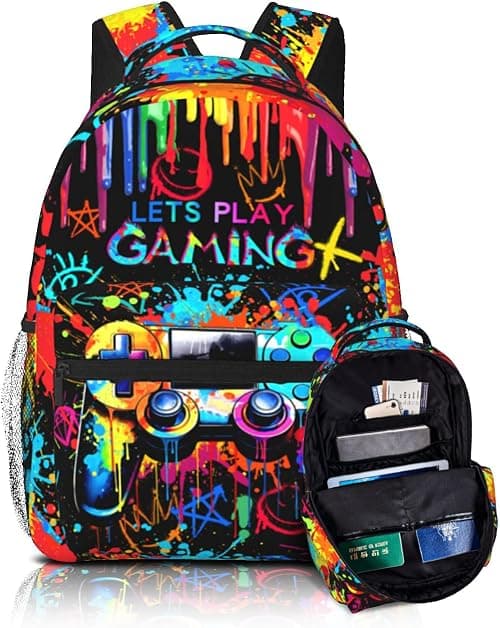 Video Game Backpack For Boys Girls Gamer Boys Backpack For Kids Children Teens Colorful School Bags Game Bookbag on Amazon.ae - Price Tracker