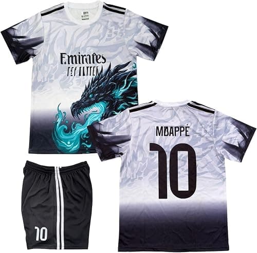 New Season Madrid Home MBAPPE #10 Dragon Football Jersey Fans Football Kit Madrid New Dragon jersey with Shorts/Kids and Youth Size. على Amazon.ae - متتبع الأسعار