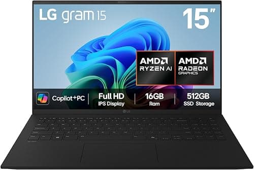 LG gram 15Z80T - 15.6 inch FHD IPS Ultra-Lightweight Laptop, AMD Ryzen AI 7 350, AMD Radeon 860M GPU - 50 TOPS NPU, 16GB RAM, 512GB SSD, Copilot +PC, Windows 11 Home, Black (2025) on Amazon.ae - Price Tracker