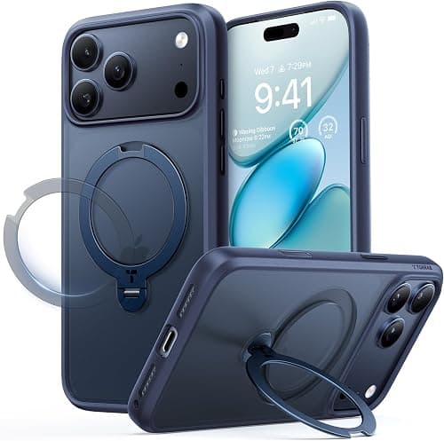 TORRAS Q3 360 Spin for iPhone 17 Pro Max Case Magnetic Stand, Compatible with Magsafe, Military Grade Protection, Camera Control, Built-in Kickstand 17 Pro Max Phone Case 6.9'', Deep Blue على Amazon.ae - متتبع الأسعار