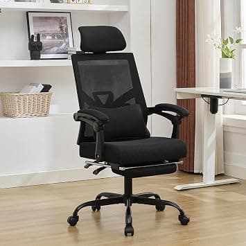 Lepdep Mesh Ergonomic Office Chair with Footrest Home Office Desk Chair 90-135 Adjustable Computer Desk Chair with Wheels 360 Swivel Task Chair (Black (upgrade Comfort With Pillow)) على Amazon.ae - متتبع الأسعار