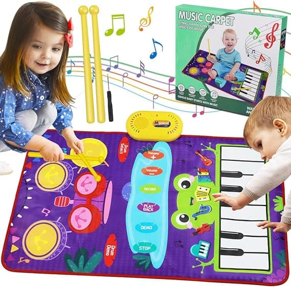 Baby Music Mat for Boys Girls Gift, Baby Toys 2-in-1 Toddler Musical Toys Piano Keyboard Drum Mat with 2 Sticks, Early Education Learning Floor Blanket for 1 2 3 4 5 6 Year Old Kids Birthday Present on Amazon.ae - Price Tracker