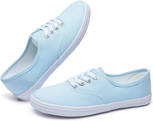 TUOPIN Womens White Canvas Sneakers Low Top on Amazon.sa - Price Tracker