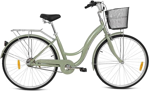 Mogoo Brooklyn Single Speed Cruiser Bike 26 Inch, City-Bike, Steel Frame Road-Bike, Comfort Cycle, Unisex Bicycle Adult, Front Basket, and Rear Carrier, Classic Bike on Amazon.ae - Price Tracker