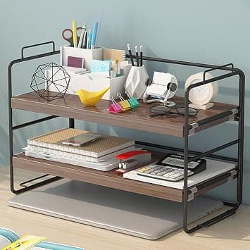 2 Tier Desk Shelf Organizer, Desktop Bookshelf, Desktop Storage Shelf Display Bookcase Storage Rack for Books, Decor Office Supplies. Black/Brown على Amazon.ae - متتبع الأسعار