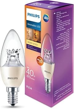 Philips LED Light Clear Candle B38 Shape, Master Range, DimTone 2200k-2700K, E14 - متتبع أسعار Amazon.sa