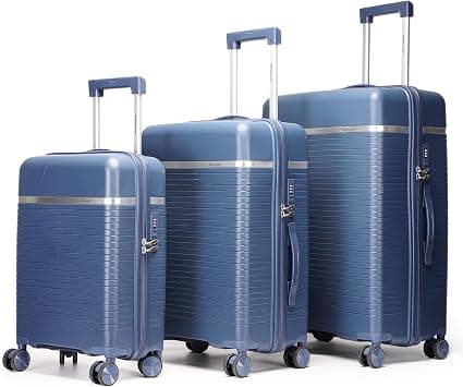 BRITISH TRAVELLER 3-Piece Polypropylene Luggage Set | Suitcases with Phone Holder, 360° Spinner Wheels, TSA Lock & Telescopic Handle | Durable Water & Scratch Resistant Hard Shell - Blue on Amazon - Best Deal Finder