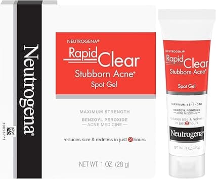 Neutrogena Rapid Clear Stubborn Acne Spot Treatment Gel With Maximum Strength Benzoyl Peroxide Acne Treatment Medicine, Pimple Cream For Acne Prone Skin With 10% Benzoyl Peroxide, 1 Oz on Amazon.ae - Price Tracker