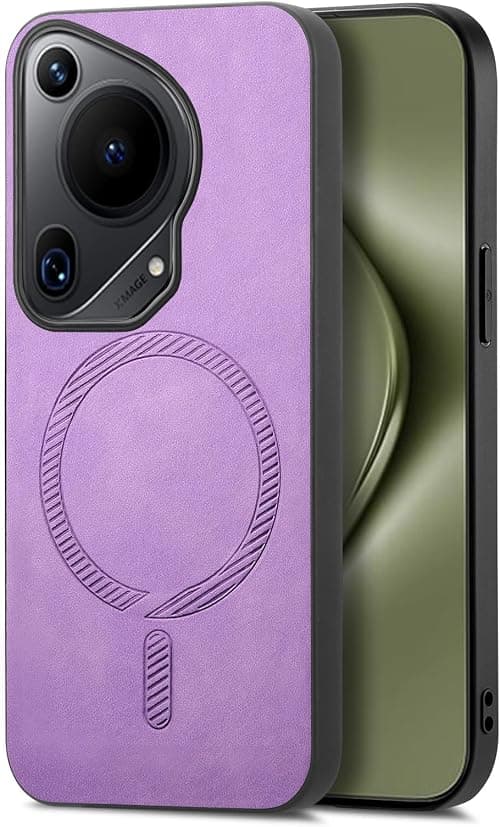 Huawei Pura 70 Ultra Case, Magnetic Heavy Duty Drop Protection Shockproof Leather Shell Bumper Cover for Huawei Pura 70 Ultra, Support Car Mount (Purple) on Amazon.ae - Price Tracker
