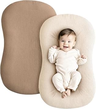 Konssy Muslin Baby Lounger Cover 2 Pack, 100% Cotton Newborn Lounger Cover, Soft and Breathable Baby Nest Slipcover for Boys Girls (Brown,Wheat) - Amazon.sa Price Tracker