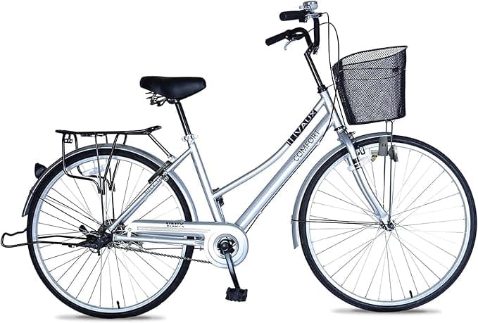 Vaux Comfort City 24" / 26" Bicycle with Basket & Carrier | Built-in Lock, Dynamo Headlight, Front Caliper - Rear Drum Brake | Steel Frame, QR Seat – Adult Commuter Bike on Amazon.ae - Price Tracker