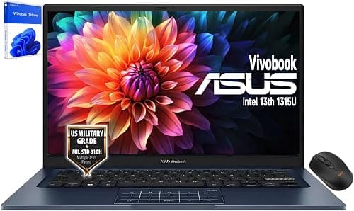 ASUS Vivobook 14" Laptop - FHD (1920 * 1080) - Intel Core i3-1315U - 6 Cores - Intel UHD Graphics - Privacy Camera - 180° Lay-Flat Hinge - Windows 11 Home - w/Wireless Mouse (8GB RAM | 128GB SSD) على Amazon.ae - متتبع الأسعار
