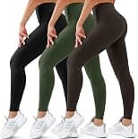 3 Pack Leggings for Women High Waisted No See-Through Tummy Control Soft Yoga Pants Womens Workout Athletic Running Leggings - متتبع أسعار Amazon.sa