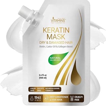 VITAMINS hair cosmetics Keratin Mask Deep Conditioner - Biotin Collagen Protein & Castor Oil Repair for Dry Damaged or Color Treated - Conditioning Treatment for Curly or Straight Thin Fine on Amazon.ae - Price Tracker