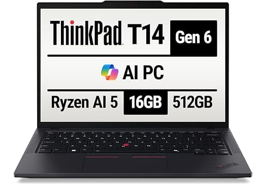 Lenovo 2025 ThinkPad T14 Gen 6 Co-Pilot+ Laptop - AMD Ryzen AI 5 PRO 340, 14” WUXGA 1920x1200 400 Nits Display, AI PC, 16GB Memory, 512 GB SSD, 5MP RGB Cam, FP Reader & Windows 11 Pro - 21QJ00CQUS on Amazon.sa - Price Tracker