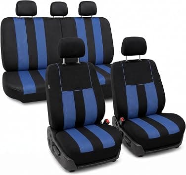 FH Group Car Seat Covers Full Set Cloth - Universal Fit, Automotive Seat Covers, Low Back Front Seat Covers, Airbag Compatible, Split Bench Rear Seat, Washable Car Seat Cover for SUV, Sedan, Van Blue على Amazon.ae - متتبع الأسعار