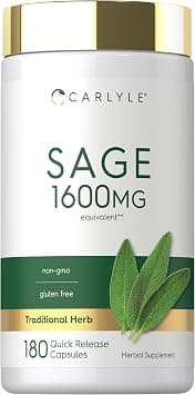 Carlyle Sage Supplement 1600mg | 180 Capsules | High Potency | Non-GMO, Gluten Free on Amazon.ae - Price Tracker