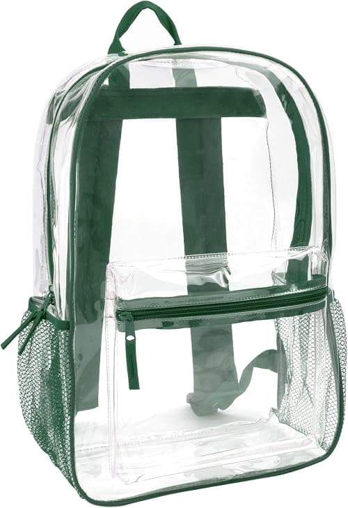 Clear Backpack With Reinforced Straps & Front Accessory Pocket - Perfect for School, Security, Sporting Events on Amazon.ae - Price Tracker