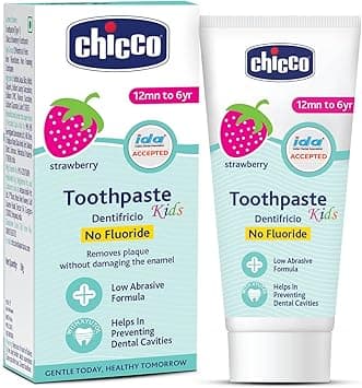 Chicco Toothpaste for Kids Best for Baby (1y-6y), Strawberry Flavour, 50g | Fluoride-Free & Low Abrasive | Removes Plaque, Helps Prevent Cavities | IDA Accepted on Amazon.ae - Price Tracker