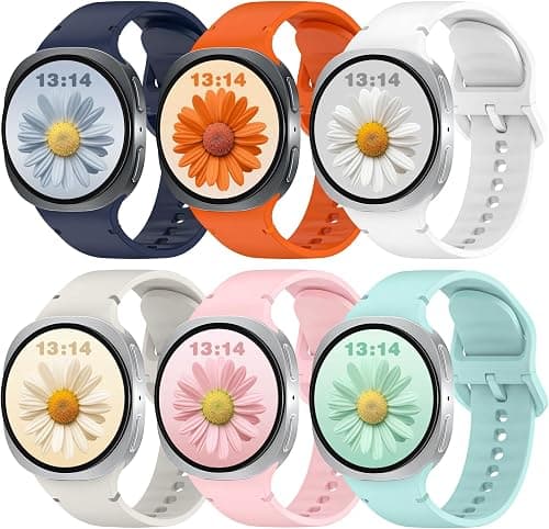 6 Pack Sport Bands Compatible with Samsung Galaxy Watch 8 Band 40mm 44mm/Galaxy Watch 8 Classic 46mm, Waterproof Soft Silicone Strap Wristband for Galaxy Watch 8/8 Classic 2025 Women Men on Amazon - Best Deal Finder
