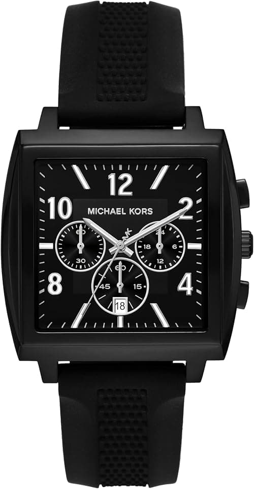 Michael Kors Men's Rhys Chronograph Black Silicone Watch (Model: MK9233) on Amazon.ae - Price Tracker