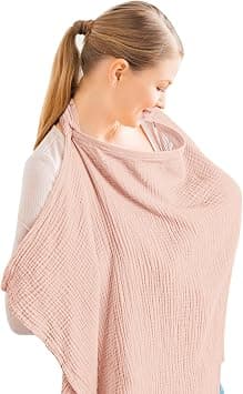 Konssy Muslin Nursing Cover for Baby Breastfeeding, Breathable 100% Cotton Breastfeeding Cover with Rigid Hoop for Mother Nursing Apron, Multi-use Carseat Canopy (Pink) - Amazon.sa Price Tracker