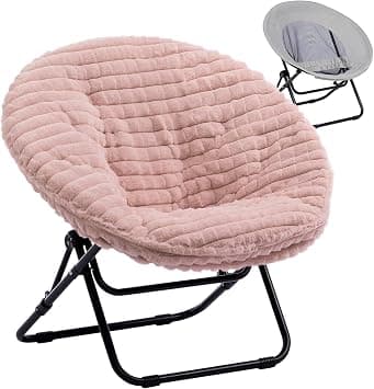 HollyHOME Armchair Living Room Folding Armchair Relax Armchair Round Portable Bedroom Chair Reading Chair Metal Plush Pink on Amazon.ae - Price Tracker