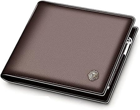 LAORENTOU Men's Genuine Leather Wallet Card Holder with Zipper Pocket (Brown) on Amazon.ae - Price Tracker